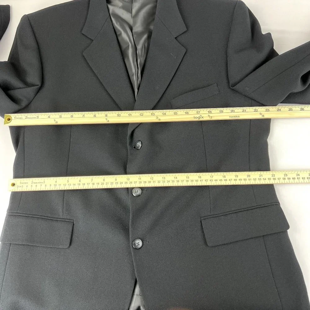 Rossi Umberto Rossi‎ Men Suit Wool 100% Black 3 Buttons down Size 44R/Large
